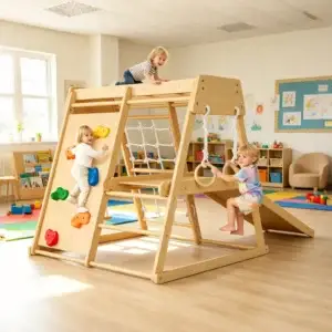 6-in-1 Indoor Wooden Jungle Gym for Kids